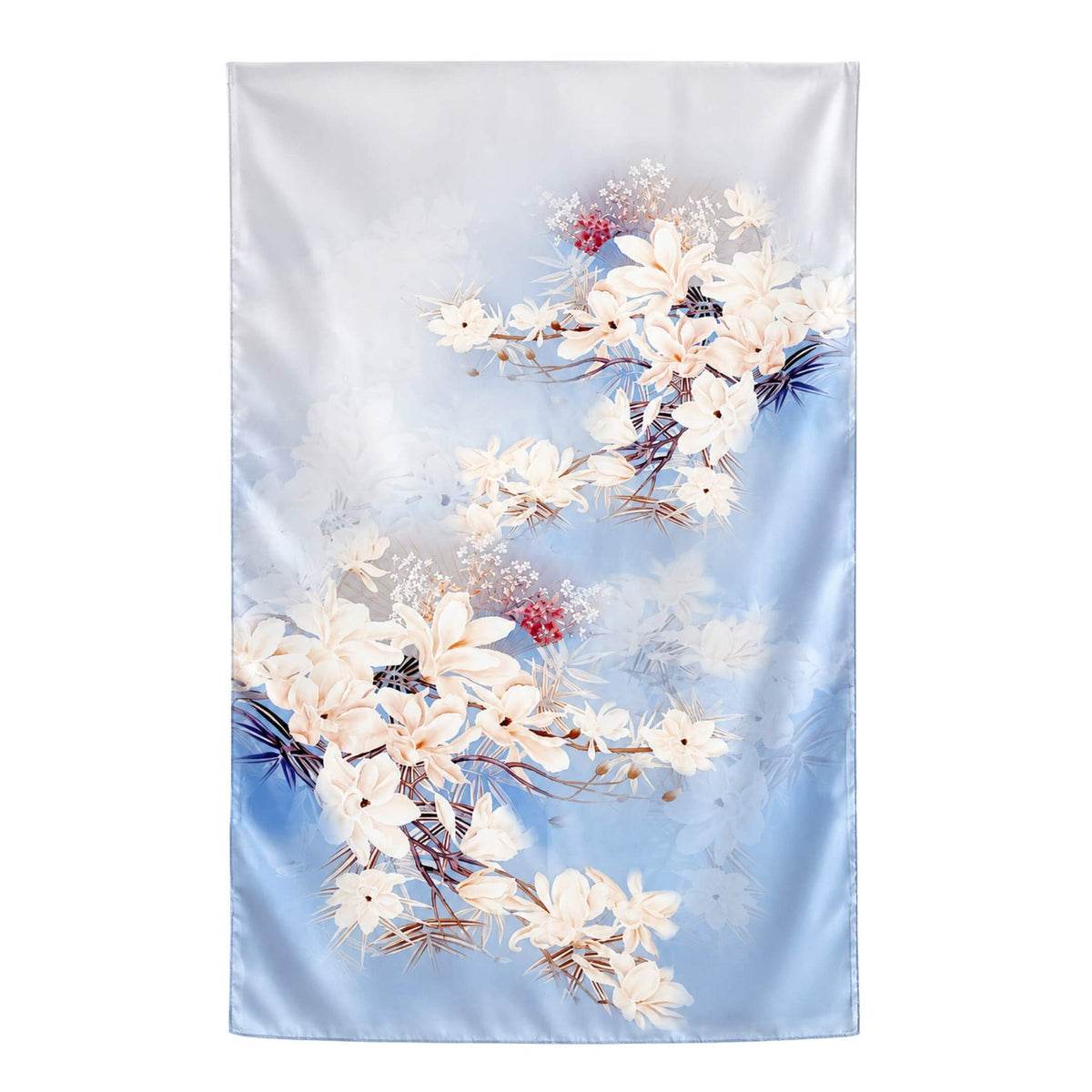 Blue Magnolia long mulberry silk scarf – LS Silk