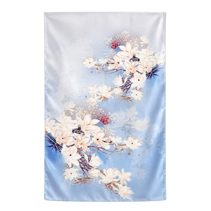 Blue Magnolia long mulberry silk scarf – LS Silk