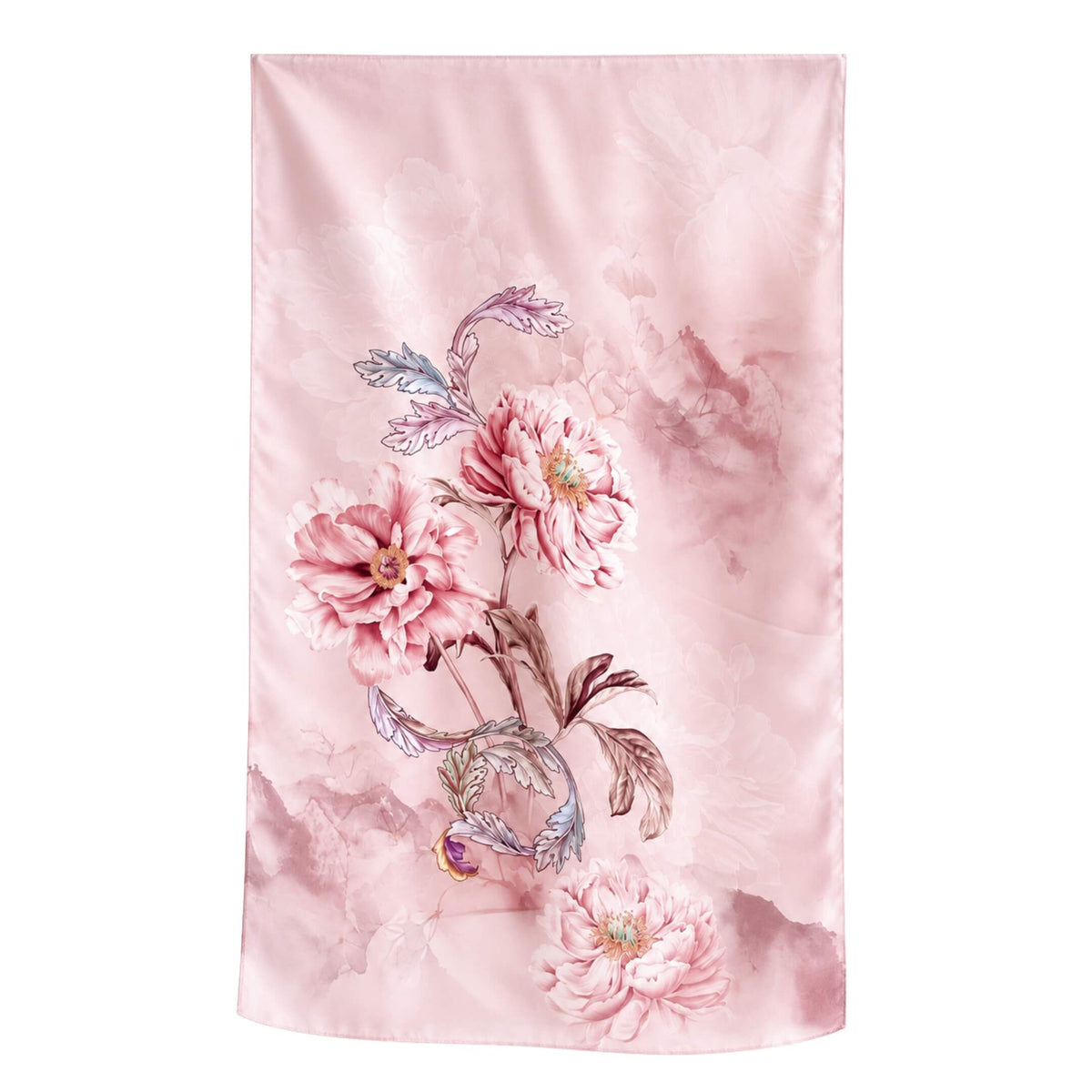 Rosewater Peony long mulberry silk scarf – LS Silk