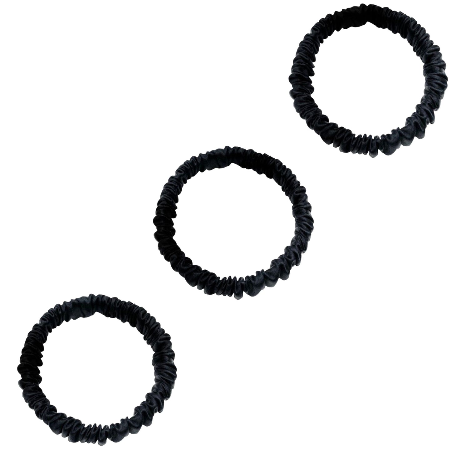3 Pack Premium Mulberry Silk Scrunchies - Black - Mini - Lovesilk.co.nz