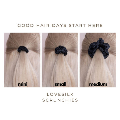 Silk Scrunchies Set - Navy Blue - Mini, Small, Medium - LS Silk AU
