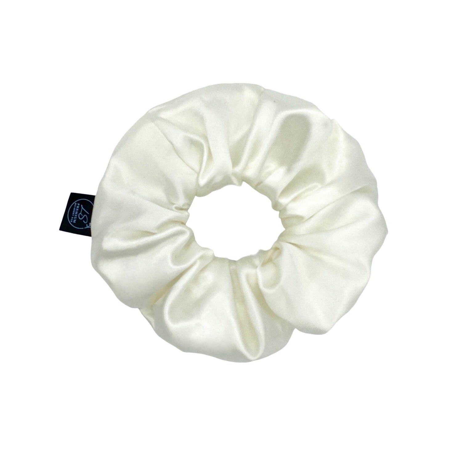 Premium Mulberry Silk Scrunchie - White - Extra Large - LS Silk AU