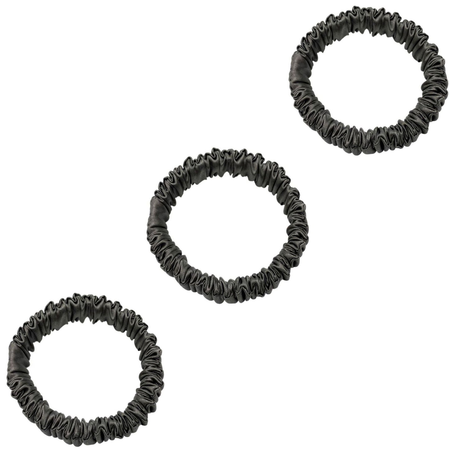 3 Pack Premium Mulberry Silk Scrunchies - Champagne Gold - Mini - Lovesilk.co.nz