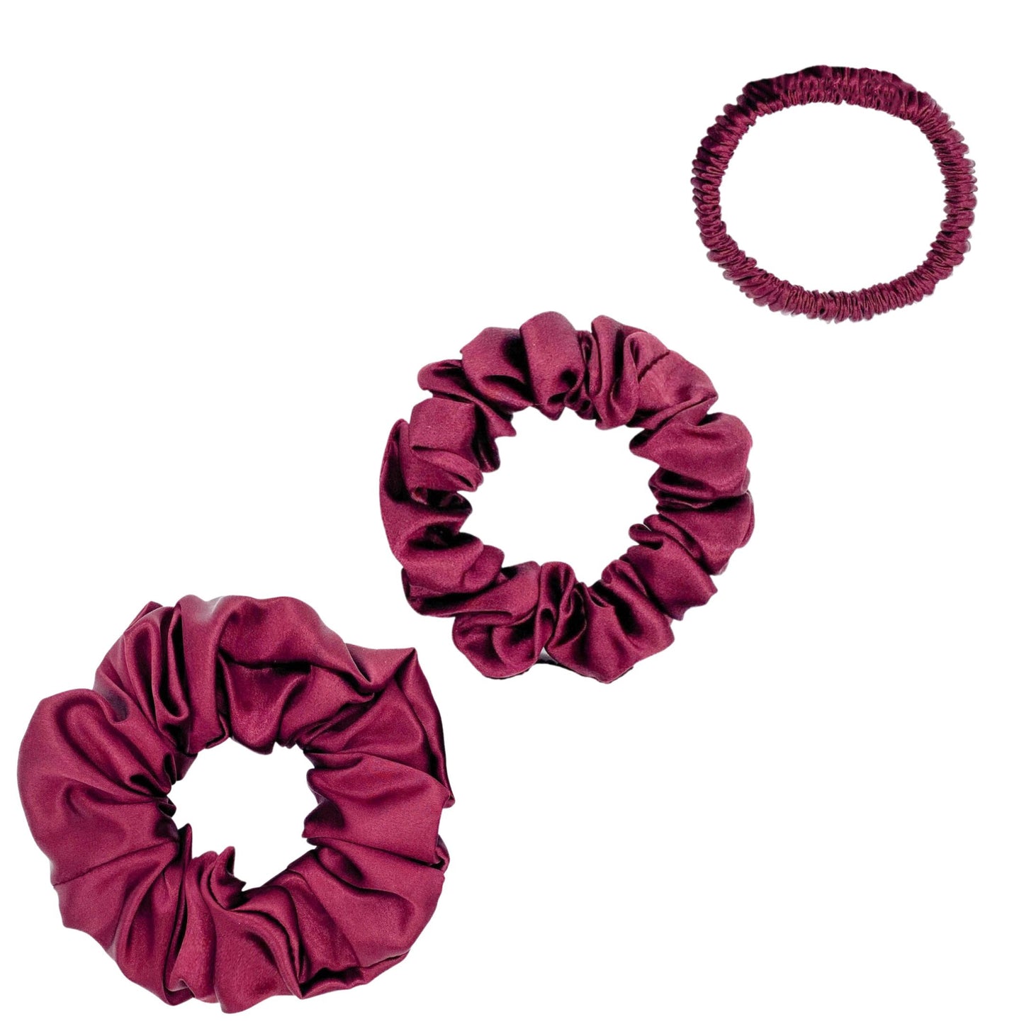 Silk Scrunchies Set - Navy Blue - Mini, Small, Medium - LS Silk AU