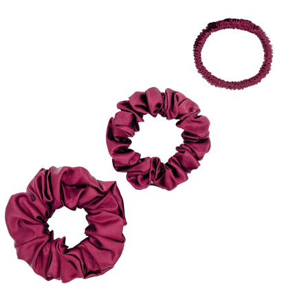 Silk Scrunchies Set - Navy Blue - Mini, Small, Medium - LS Silk AU