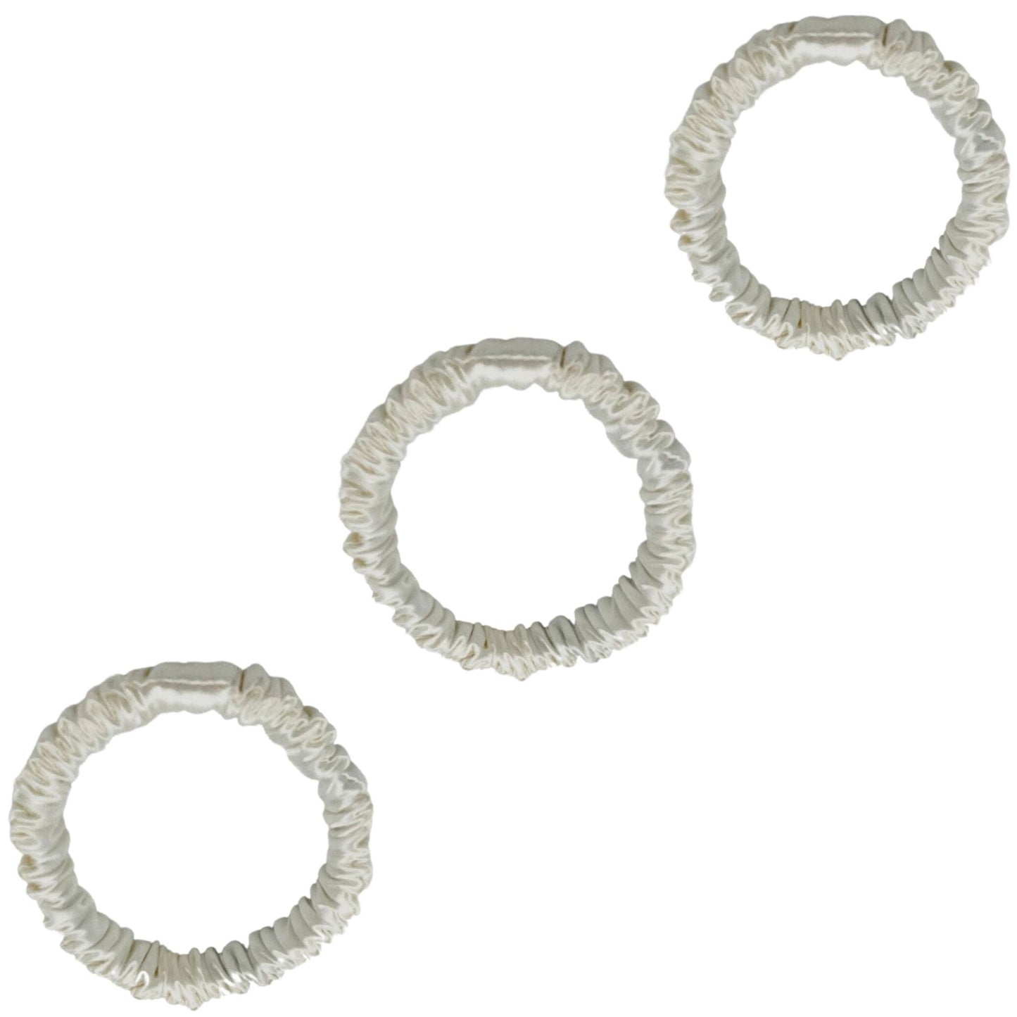 3 Pack Premium Mulberry Silk Scrunchies - Chocolate / Brown - Mini