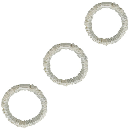 3 Pack Premium Mulberry Silk Scrunchies - Chocolate / Brown - Mini