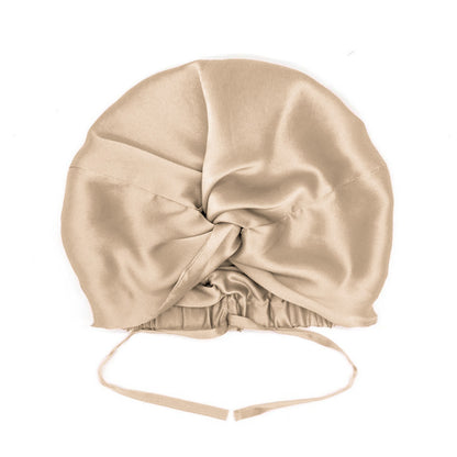 Black Mulberry Silk Hair Bonnet – Double-Lined, Adjustable Fit