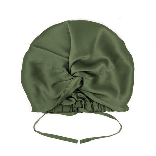 Viridian Silver Mulberry Silk Hair Bonnet – Double-Lined, Adjustable Fit