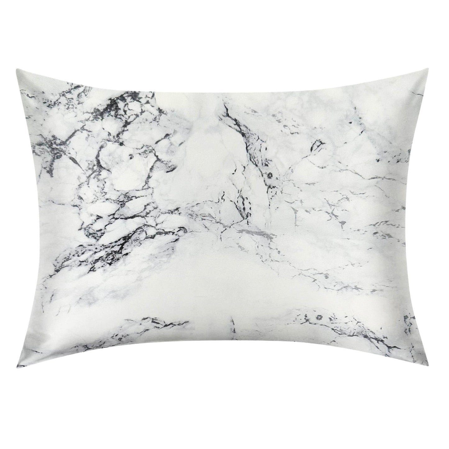 Calacatta Marble Silk Pillowcase -  Queen Size, Zip Closure