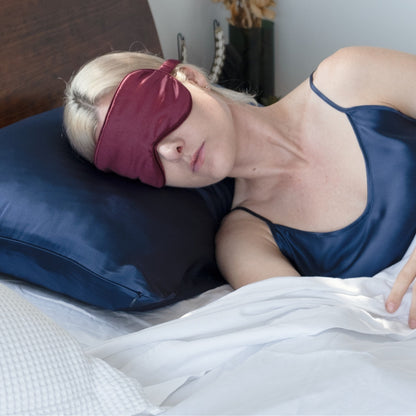 Navy Blue Silk Pillowcase - King - Zip Closure - Lovesilk.co.nz