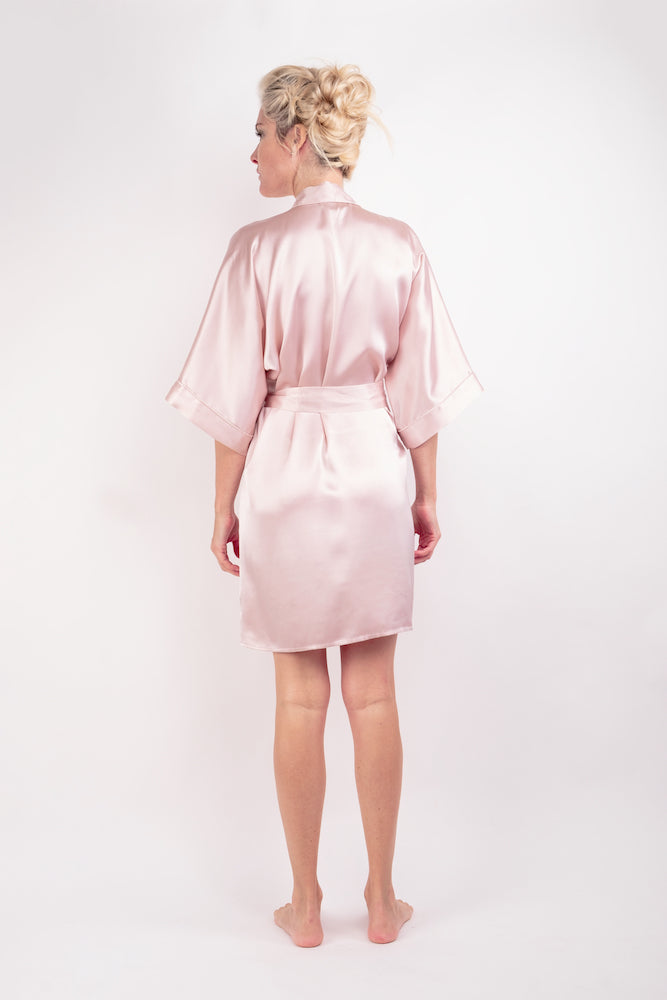 100% Mulberry Silk Kimono Robe - Pink