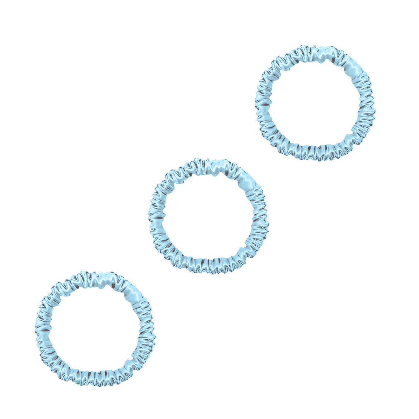 3 Pack Premium Mini Mulberry Silk Scrunchies - Baby Blue