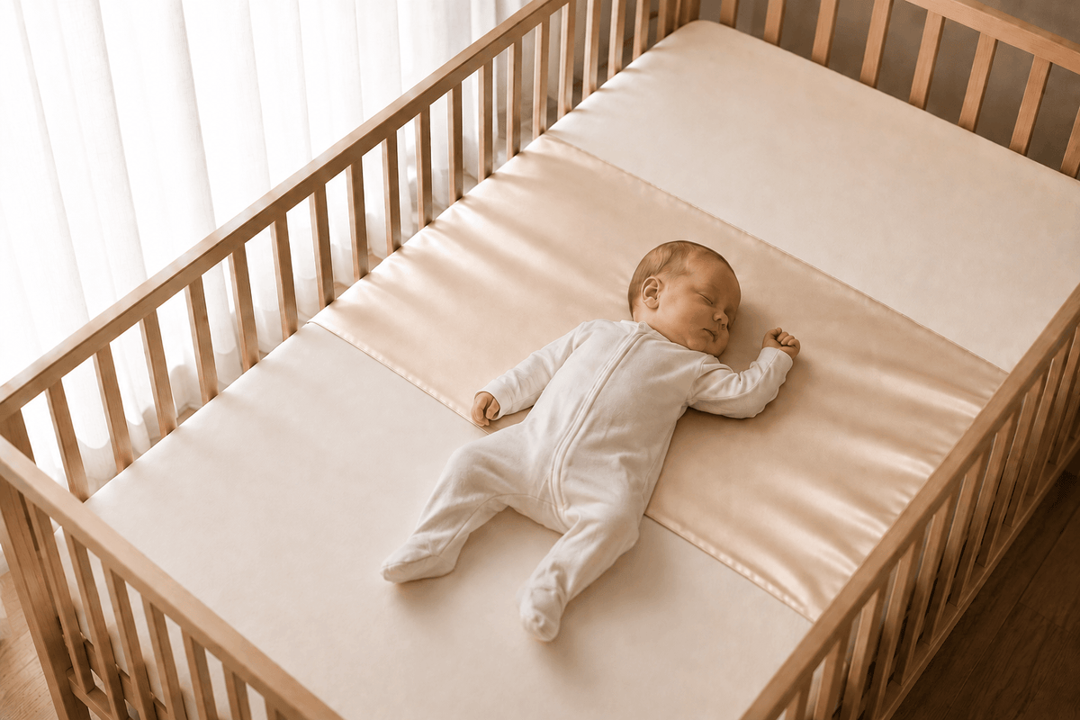 Silk Cot Mattress Sleeve 100% Pure Mulberry Silk Slip for Baby Cribs - Bubbly Champagne