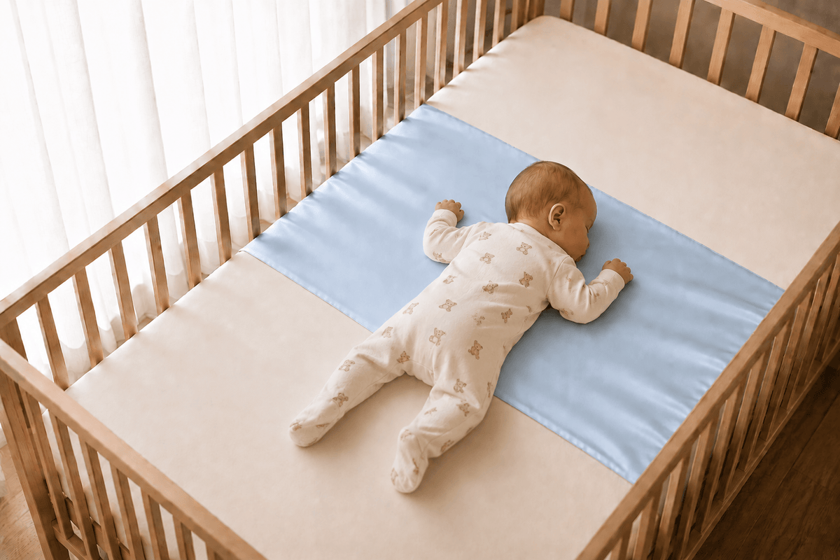 Silk Cot Mattress Sleeve 100% Pure Mulberry Silk Slip for Baby Cribs - Sky Blue