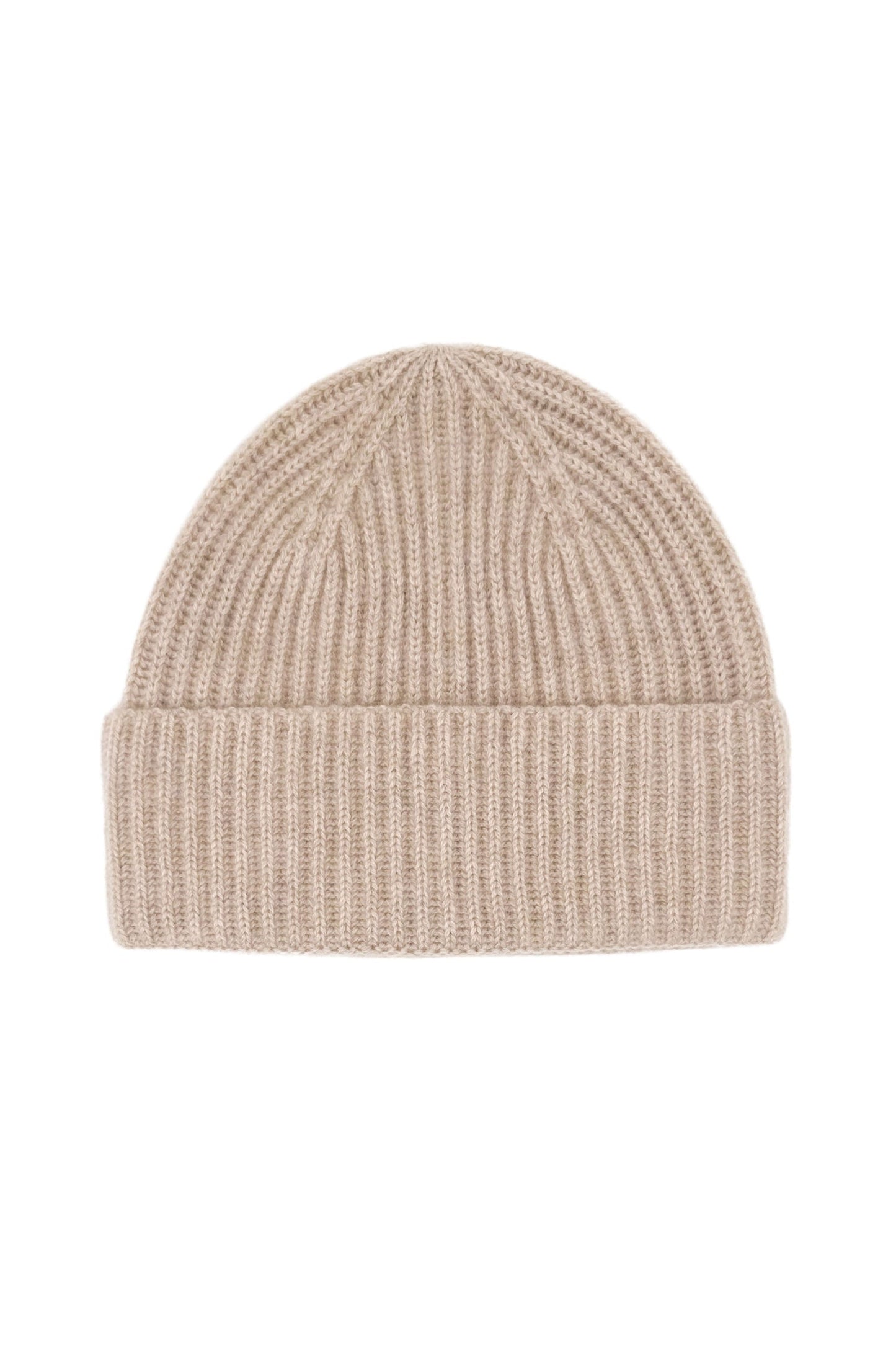 Cashmere Unisex Striped Beanie - Beige