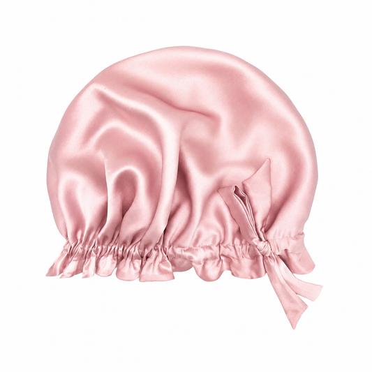 Large Double-Lined Adjustable Silk Hair Bonnet Turban - Blush Pink