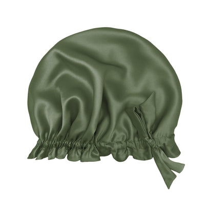 Large Double-Lined Adjustable Silk Hair Bonnet Turban - Viridian