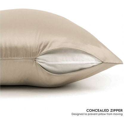 Champagne Silk Pillowcase- NZ Standard Size - Zip Closure - Lovesilk.co.nz