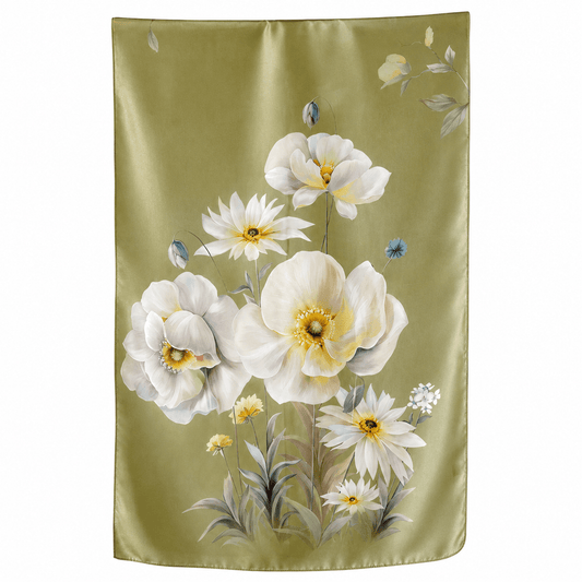 Olive Meadow long mulberry silk scarf – LS Silk