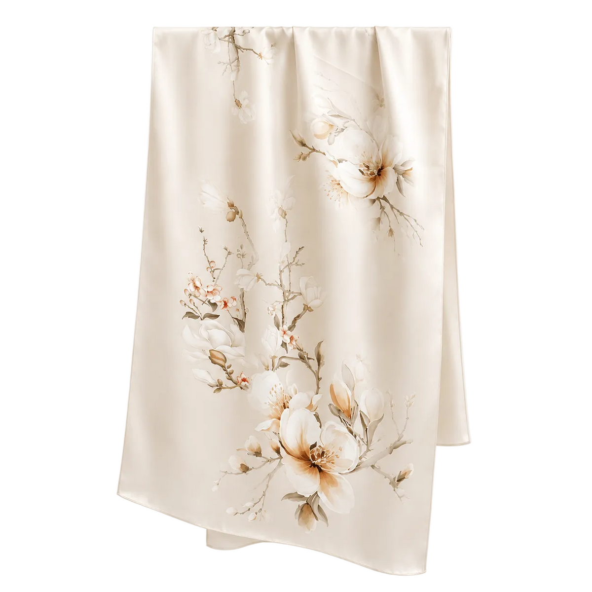 Champagne Blossom long mulberry silk scarf – LS Silk