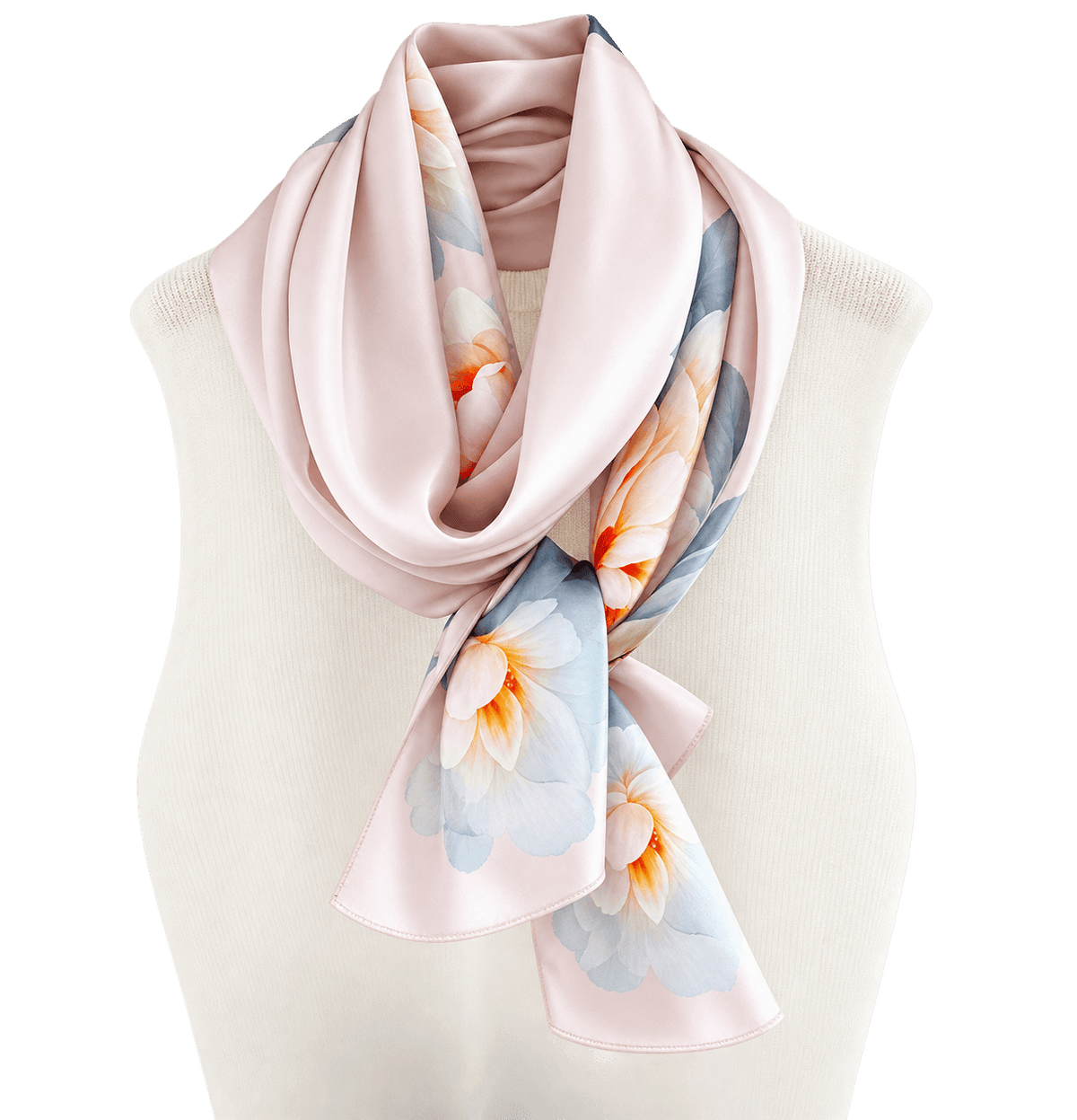 Blush Cascade long mulberry silk scarf, view 3 – LS Silk