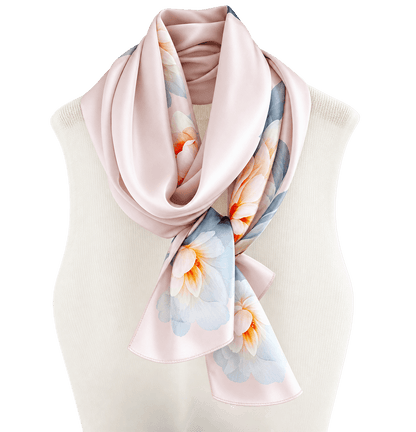 Blush Cascade long mulberry silk scarf, view 3 – LS Silk