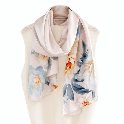 Blush Cascade long mulberry silk scarf, view 2 – LS Silk