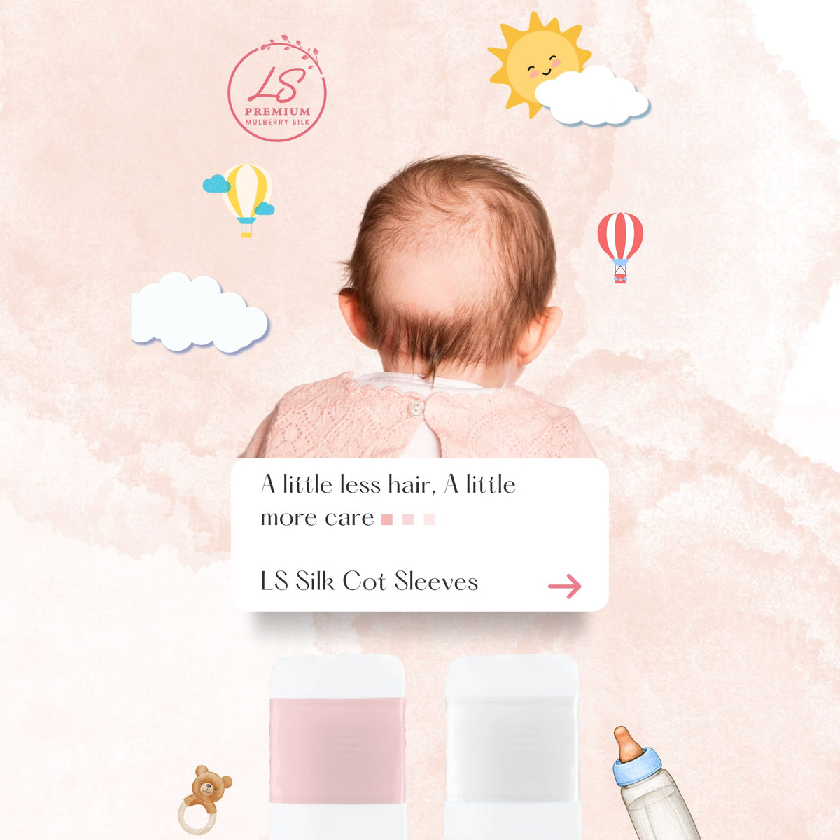 LS Silk cot sleeves in pink and pearl white – LS Silk AU