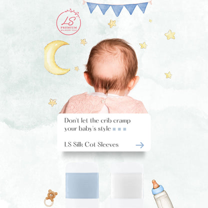 LS Silk cot sleeves in sky blue and pearl white – LS Silk AU