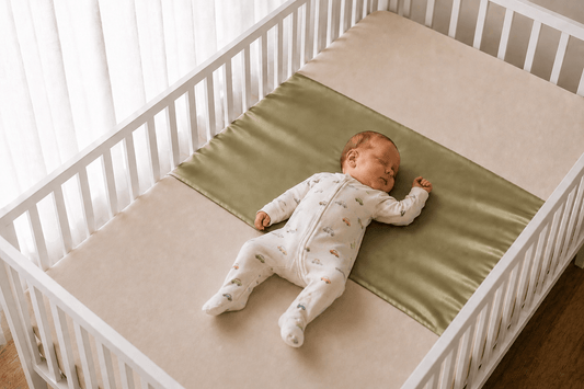 Silk Cot Mattress Sleeve 100% Pure Mulberry Silk Slip for Baby Cribs - Olive