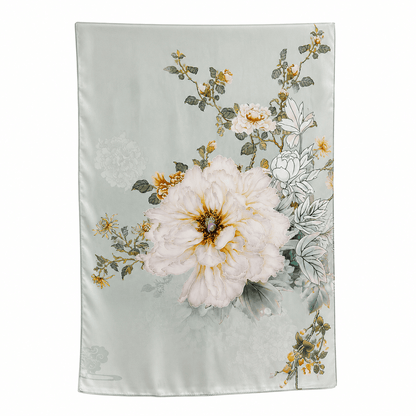Celadon Peony long mulberry silk scarf – LS Silk